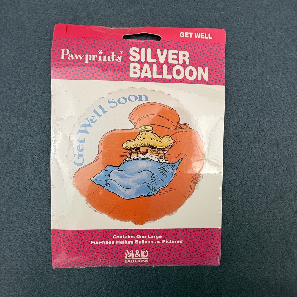 Pawprints‎ Get Well Soon 18" Helium Balloon Sick Mouse Vintage 90's Deadstock